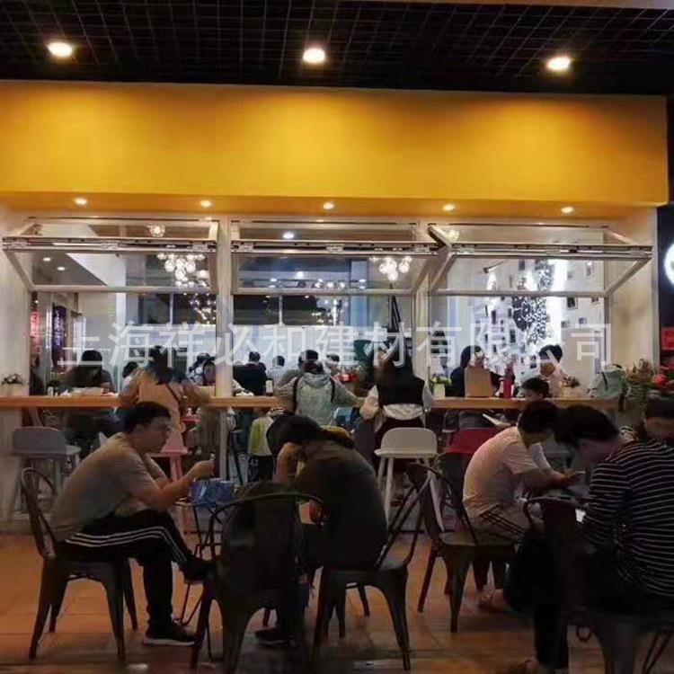 出口品质铝合金双层玻璃折叠窗酒馆咖啡店门面上折窗电动款手动款
