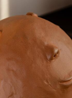 饰SVZ新人品简约样板品摆间件创意树脂工艺品现代橙色泥头白瓷