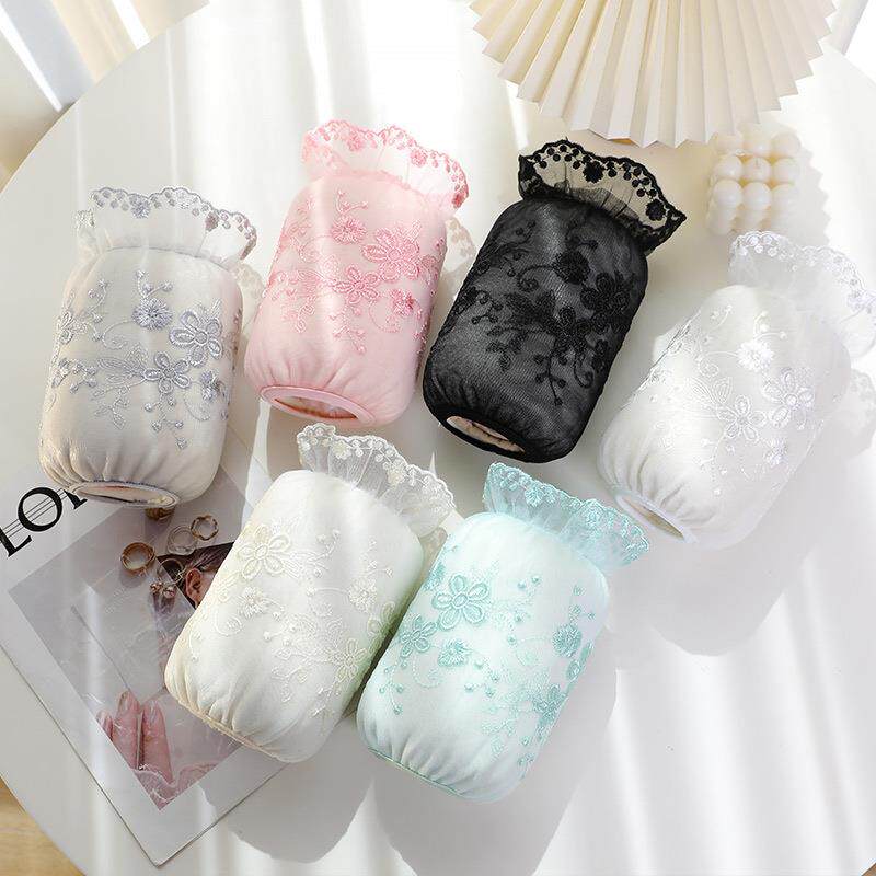 双层透明网纱蕾丝袖套秋冬短款学生防尘套袖ins韩版成人少女护袖