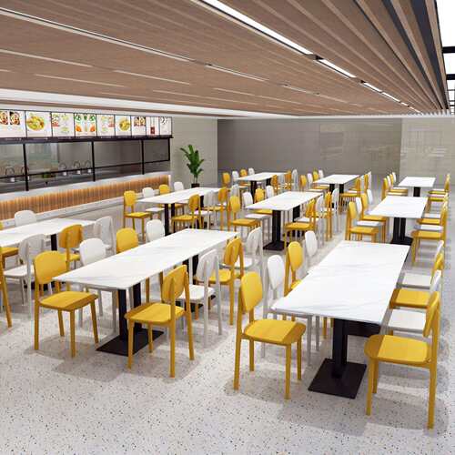 学校生食堂餐桌椅组UWF合板公司工厂员学工饭岩堂餐饮店4人桌连体