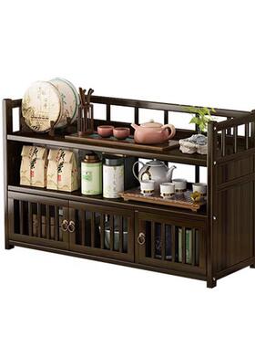 OF9D桌面茶杯架小型桌上博古架紫砂壶茶具茶宠茶叶罐双层茶具收纳