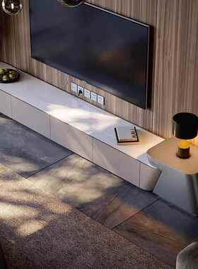 意天然组大理电视柜客式CJO厅家用伸缩合储物柜现石代简约大理石