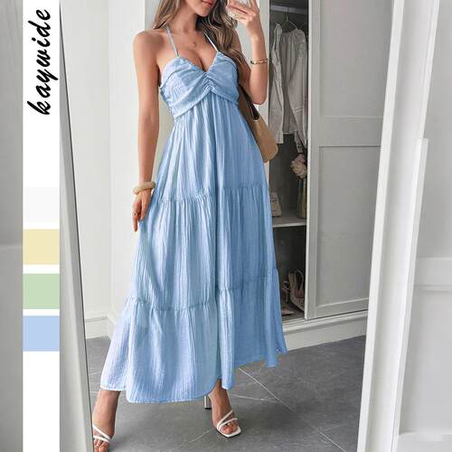 Hanging neck atmosphere long skirt dress women's clothing
