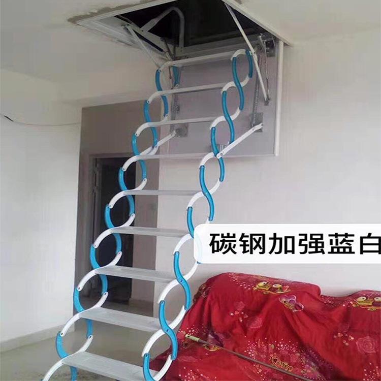 家用复式加缩别厚阁DIF墅楼伸缩楼梯折叠升降楼梯室内收拉伸隐形