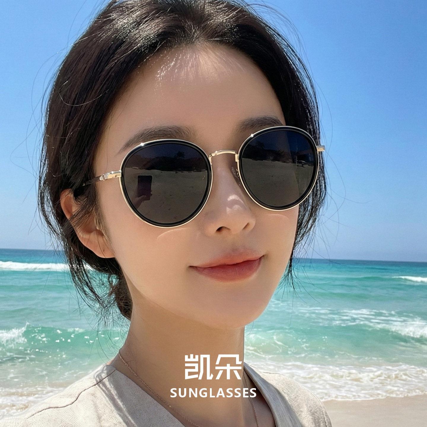 墨镜女款2026新款高级感偏光太阳镜女士防紫外线眼镜时尚防晒圆框