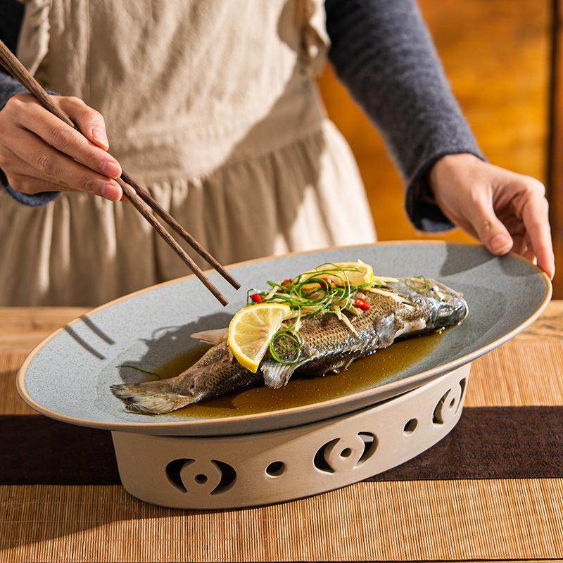 日式鱼盘超大号蜡烛加热炉酒店餐厅保温菜盘创意龙虾复古明炉餐具,餐饮具,盘,淘宝优惠券,粉丝福利购,淘宝优惠卷