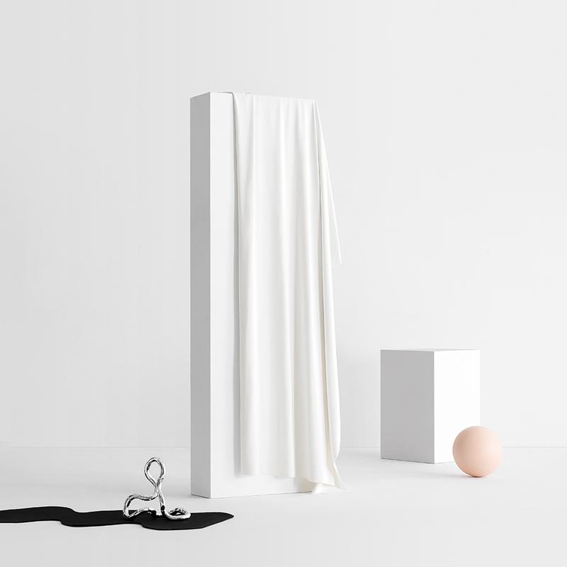 遮光纯窗帘 奶白丝绒风试衣间/02ins辑客厅米法式卧室白色奶油