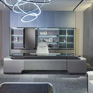 轻奢老板桌总裁办公桌背景柜一套组合单人电脑桌大班台办公家具