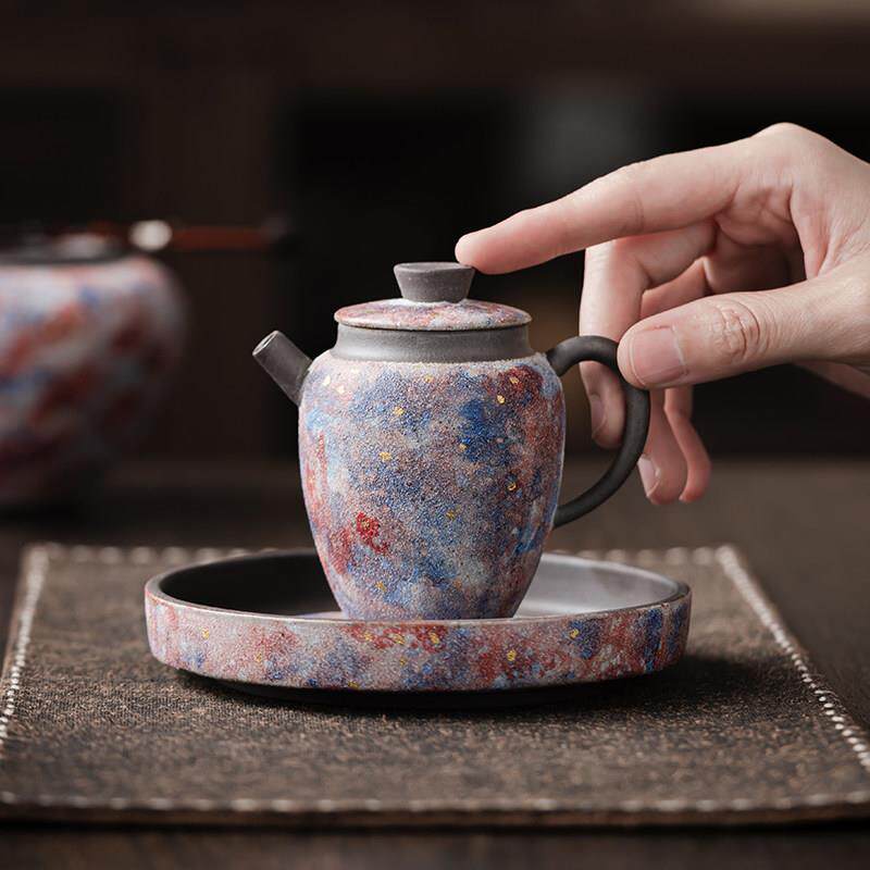 尚器星河岩矿彩陶将军壶覆古陶瓷泡茶壶无釉磨砂功夫茶具手工茶壶