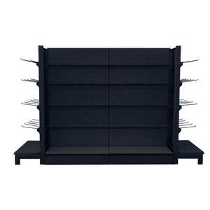 商超货架便利店黑色横梁挂钩货架零食百货抖音直播间多层展示架铁