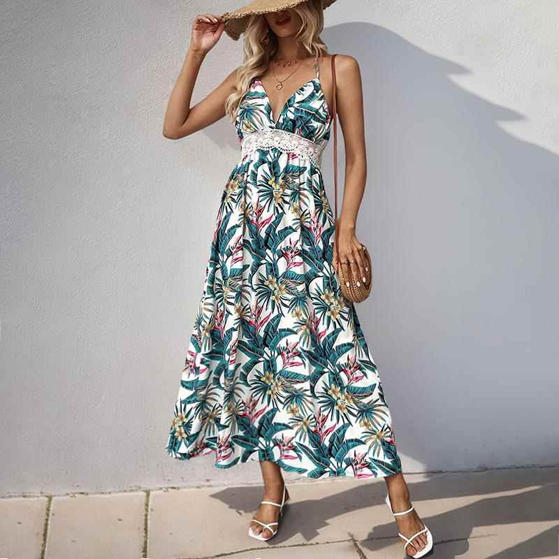 Womens Plant Sling Holiday Dress