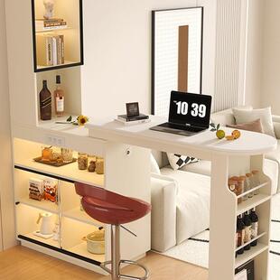 吧台桌家用阳台休闲小吧台伸缩客厅玄关隔断柜轻奢高级感岩板吧台