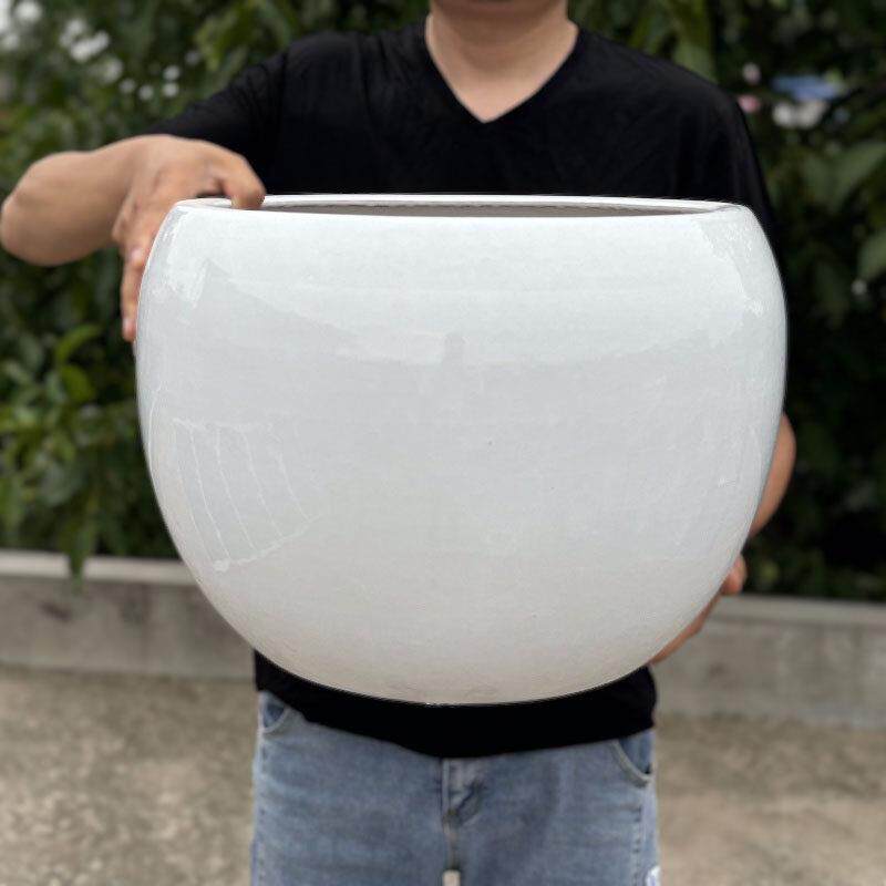 斯堪的纳维亚简约圆球大花盆陶瓷客厅绿色植物阳台千年木超大直径