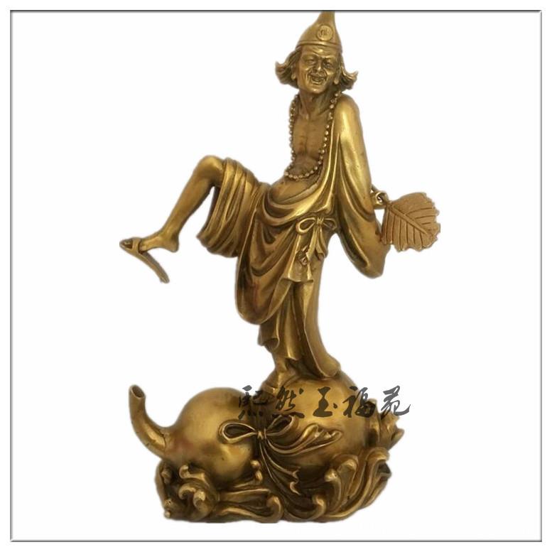纯铜济公降龙罗汉活佛济癫站葫芦笑佛工艺品铜器摆件收藏品图片