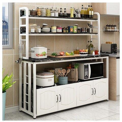 厨房置物架落地多层家用多功能微波炉烤箱可调节收纳层架切菜操作