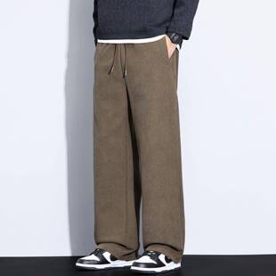 秋冬裤子男款2026秋季新款宽松直筒休闲裤潮流百搭松紧腰垂0928d