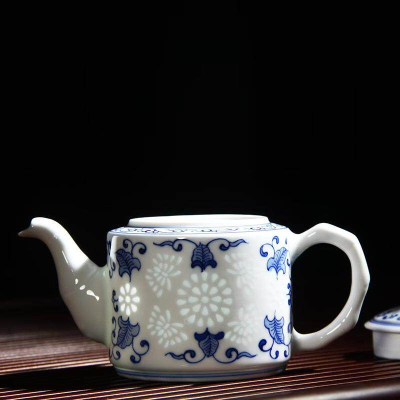 德镇中手绘青花玲珑景茶具套装家用办瓷公高级豪华国风陶瓷茶壶杯