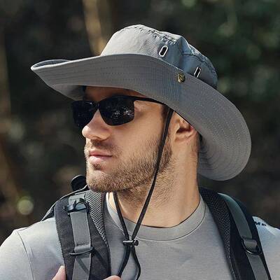 Men Summer Bucket Hat Solid Fisherman Cap Fishing Outdoor Su