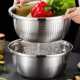 食品级304不锈钢盆子套装 加厚家用厨房洗菜和面打蛋沥水篮漏汤盆