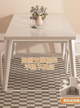 奶油餐风桌家用小户型奶简约油风长方形客厅餐桌椅组合白色dnz015