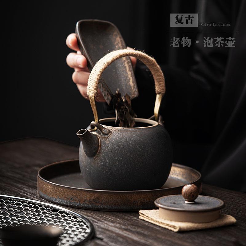 陶瓷茶壶单壶大号中式复古陶壶大容量冷凉水壶泡茶提梁壶茶具家用