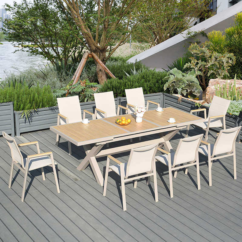 户外庭院桌椅伸缩台别墅花园藤椅露天铝合金室外休闲塑木餐桌露台,户外/登山/野营/旅行用品,户外桌椅套装,淘宝优惠券,粉丝福利购,淘宝优惠卷