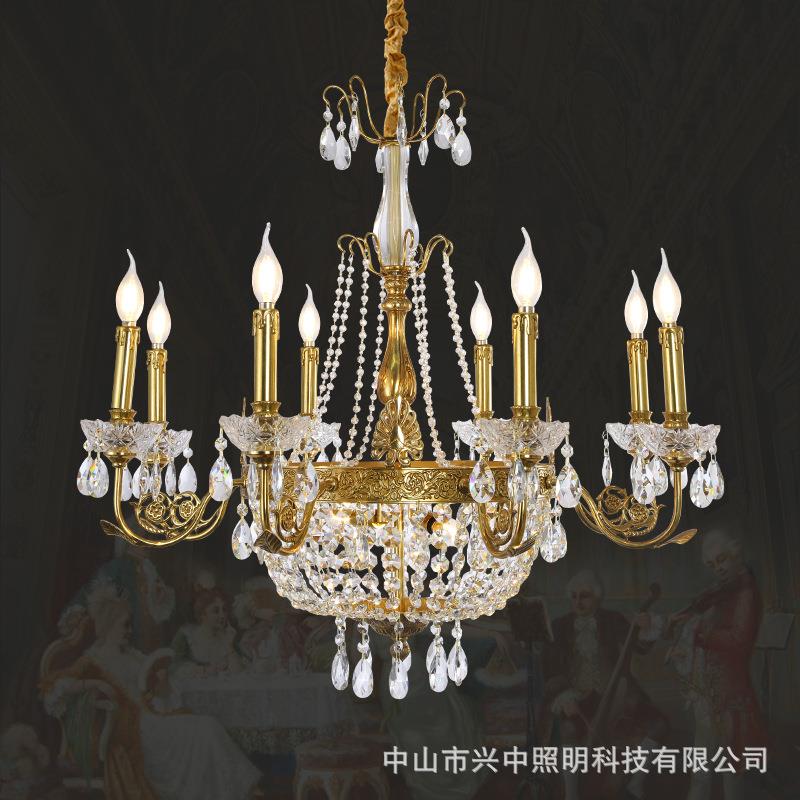 法式吊灯客厅卧室餐厅灯别墅复古全铜灯欧式奢华宫廷水晶全铜灯具