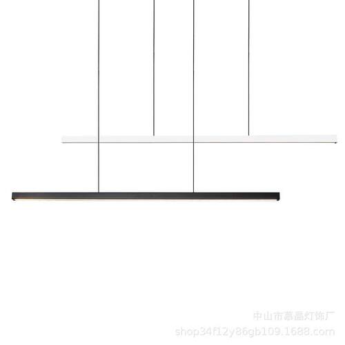 极简一字餐厅吊灯北欧工作室吧台饭厅灯现代轻奢LED长条吊线灯具