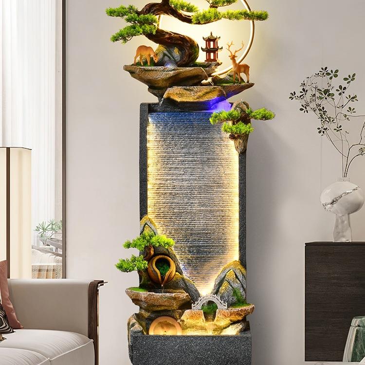 中式高山流水生山水摆件循环水财幕墙客厅装饰新泉假山喷F97MTMHS