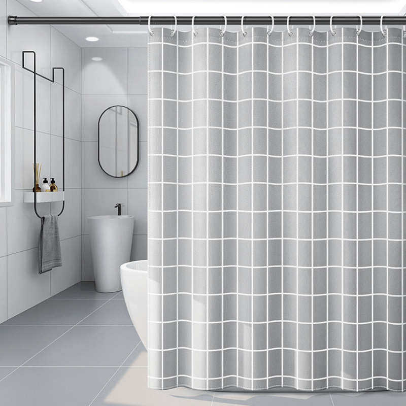 浴室浴帘布隔断帘防水防霉加厚挂帘免打孔卫生间涤纶布料洗澡帘子