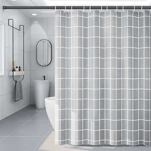 浴室浴帘布隔断帘防水防霉加厚挂帘免打孔卫生间涤纶布料洗澡帘子