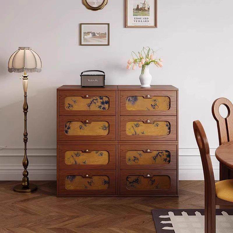 中古风家用客厅组合电视柜卧室床头柜实木卡门柜复古香云纱落地柜