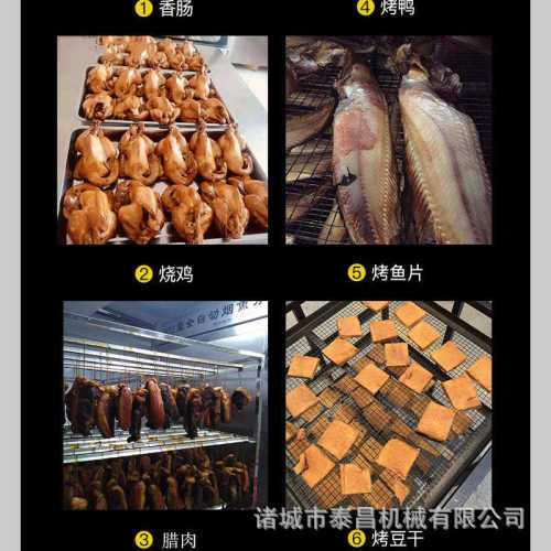 豆干烟熏炉全自动红肠腊肉烟熏机腊肠烟熏设备香肠蒸炉烧鸡糖熏炉
