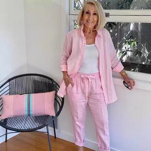 suit linen jacket with pants Cotton collar and