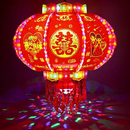 走马灯2023灯笼结婚喜庆门口阳台喜字挂饰装饰走马led大门大门口