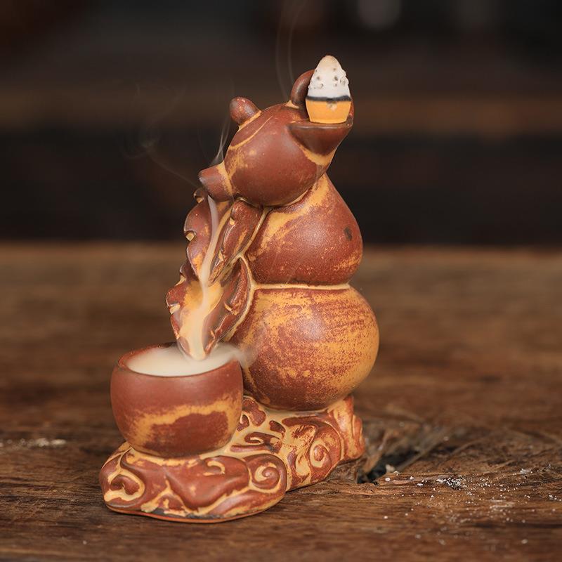 复古陶瓷香薰炉 倒流香炉 香道用品摆件 葫如东海回流香炉