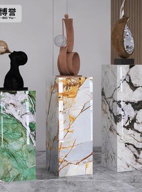岩板立柱子大理石摆件底座展示摆台大型雕塑增高花架子客厅落地式