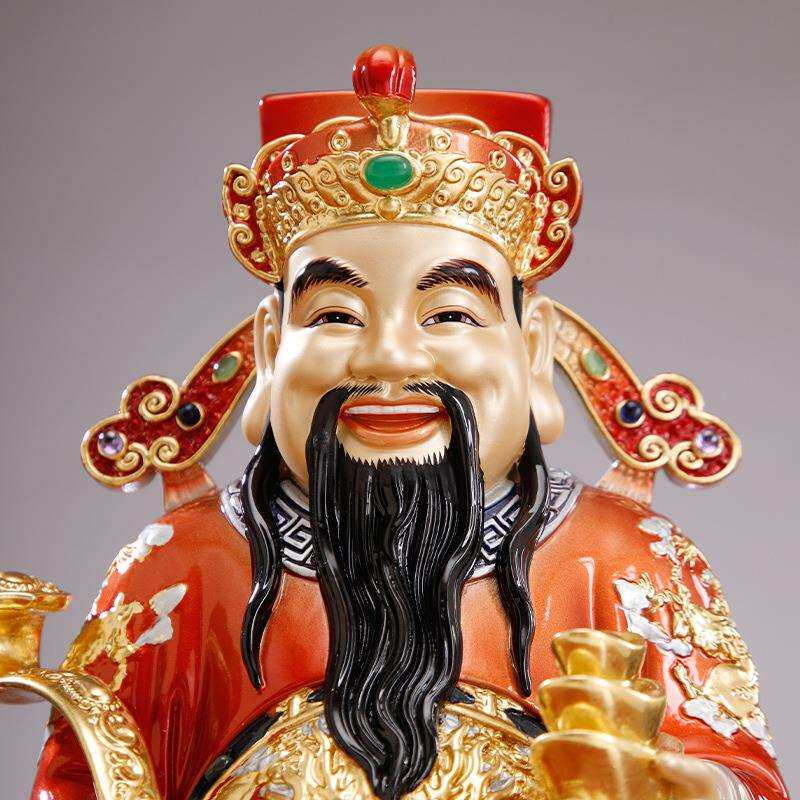 纯铜财神爷摆件办公室家用店铺招财大文财神爷比干如意财神像客厅
