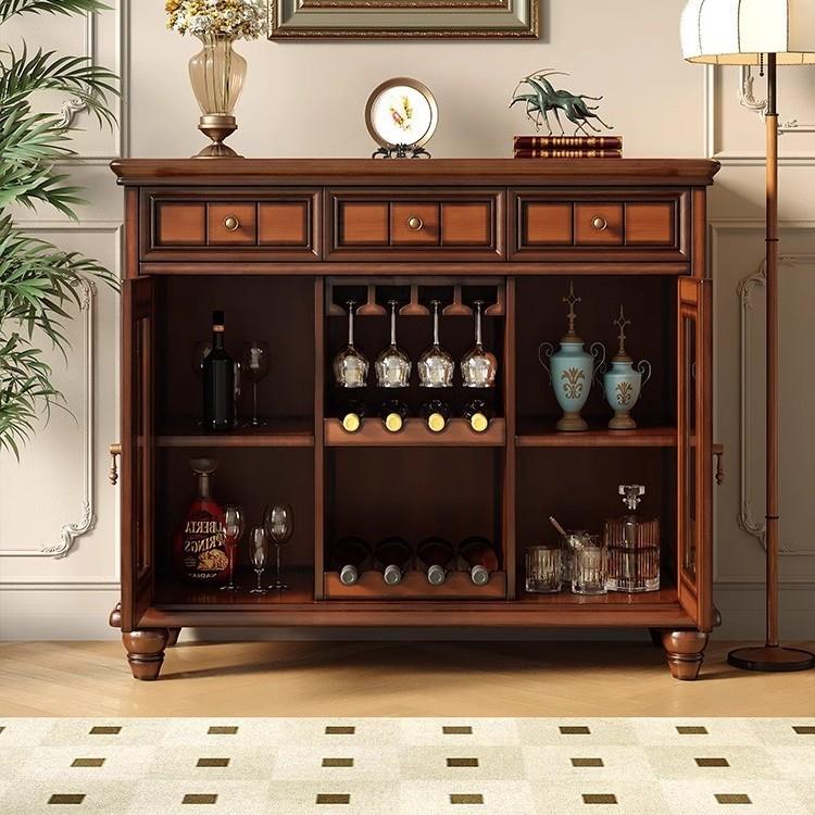 美025#餐边式木餐边柜水复古茶柜式酒柜欧轻奢实客厅厨房一体靠墙