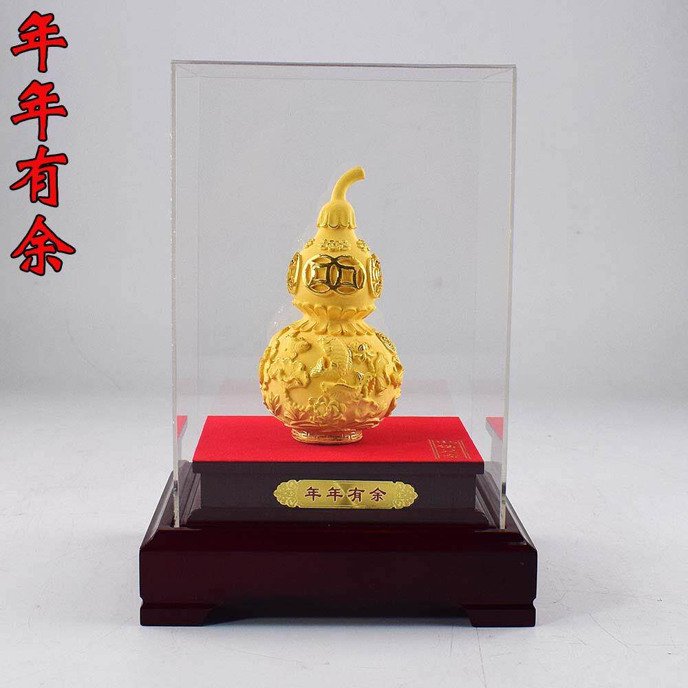 厂家绒沙金葫芦摆件中式玄关壁柜摆设家居客厅隔断酒柜装饰品