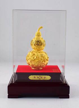 厂家绒沙金葫芦摆件中式玄关壁柜摆设家居客厅隔断酒柜装饰品