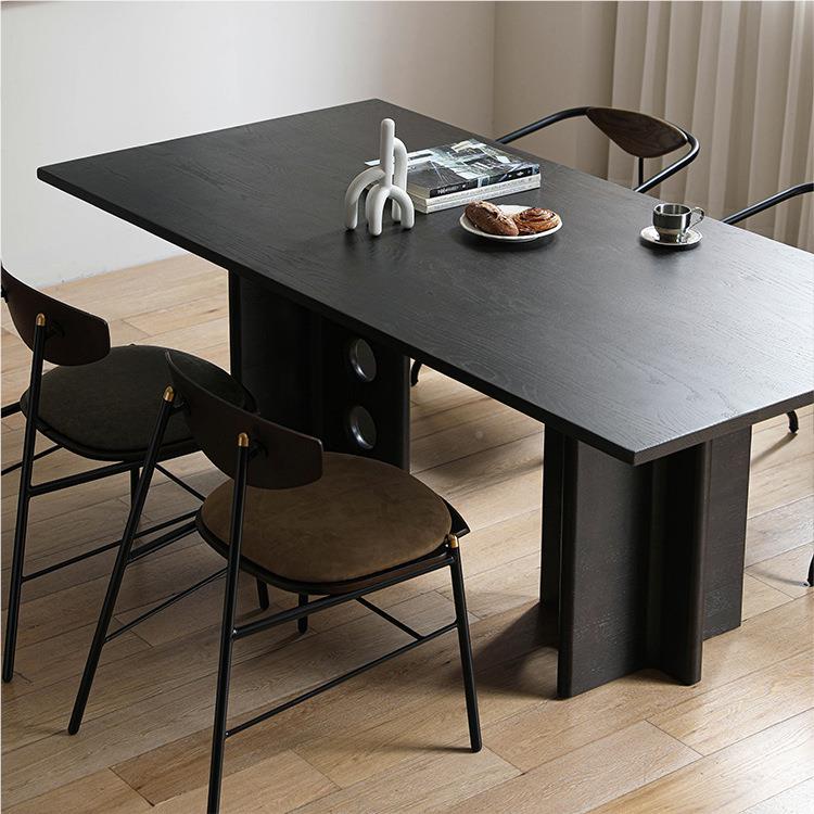 北欧简全木办公桌侘寂风洽谈桌设子计师书桌家实用长方形电约脑桌