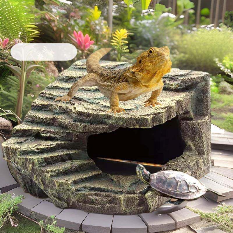 爬宠造景装饰用品动物岩石躲避石洞穴隐藏水族树脂工艺品乌龟晒台