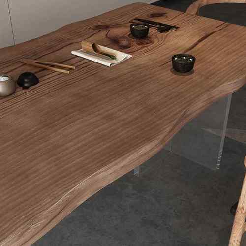 复实BYI木大板古茶桌长条不规则实木茶悬桌椅组合办公室亚克力浮