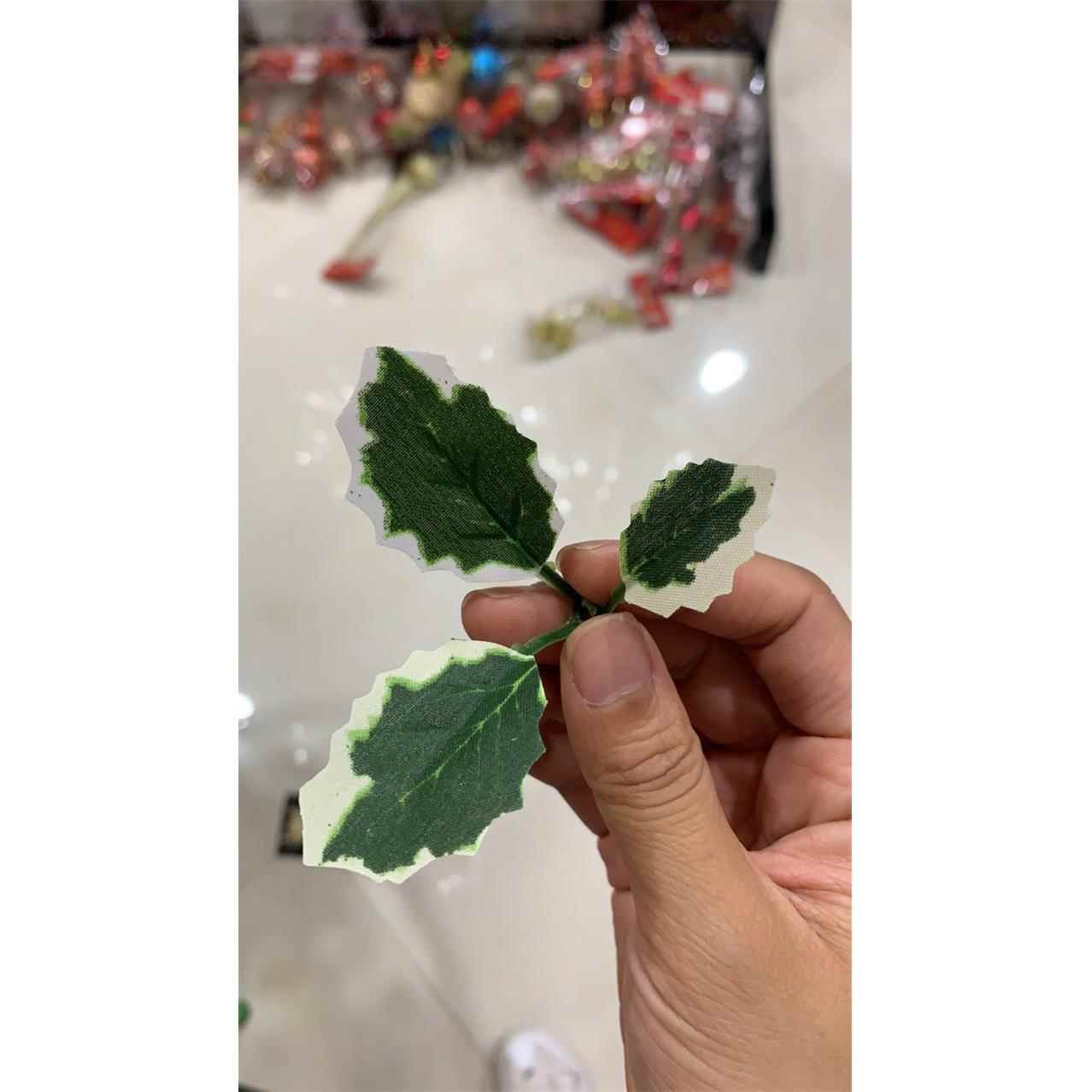 圣诞叶 丝印圣诞叶片 圣诞节装饰配件仿真植物叶片圣诞叶子