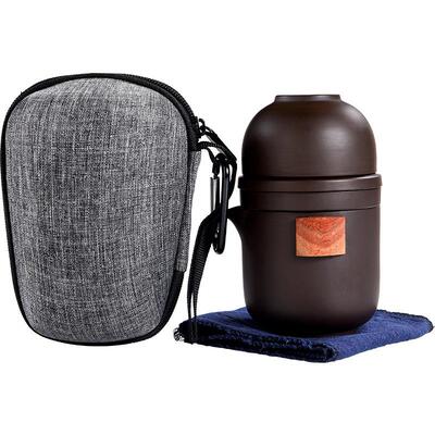 兆麟紫砂功夫旅行茶具套装家用一壶四杯户外便捷快客杯车载泡茶器
