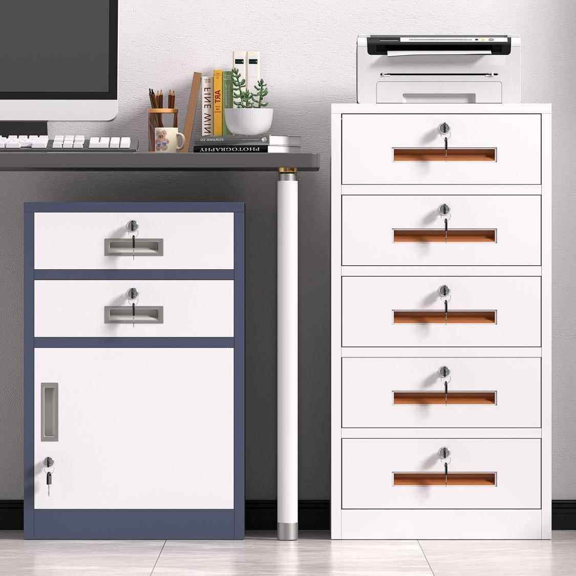 桌下柜文柜矮柜皮抽屉件储物柜活动资铁料收纳边带锁小柜子无品牌