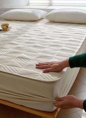 棉麻夹加厚床笠单件秋冬季垫洗床保护罩水床罩防尘罩棉绗麻棉棉笠