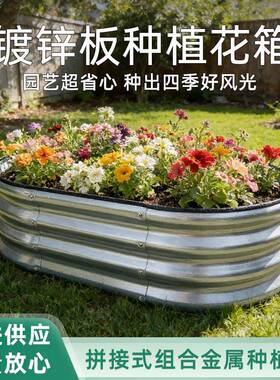 镀锌板金属花箱户外花圃花园床种植箱种菜框花园围框架种植床