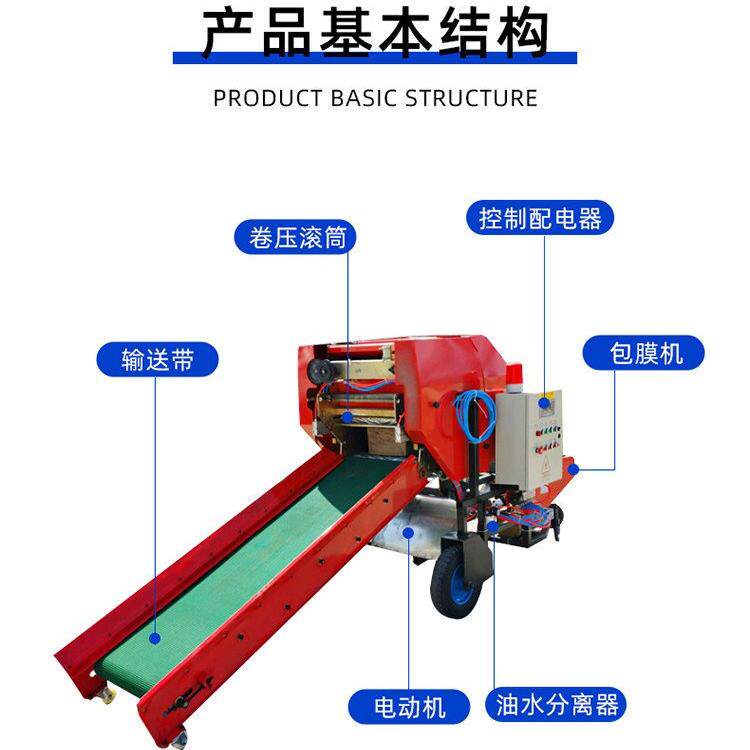 干湿两用牛羊青储打包机小麦秸秆套袋打捆机全自动养殖压块机